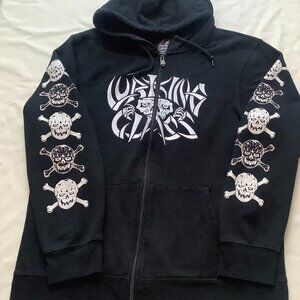 Black Hoodie w/ Skull Design XL Edgy Bold,  Dark Alternative Look , Gothic Punk